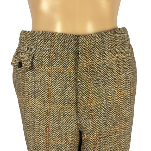 Asos Harris Tweed 100% Wool Cropped Trouser 32 Brown Multicolor Herringbone - Picture 3 of 16